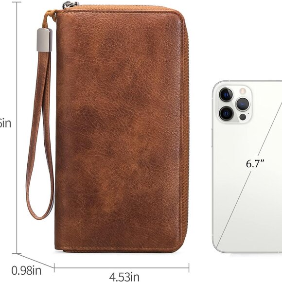 New Womens Wallet RFID Blocking Leather Zip Around Wallet Large Capacity Long - Picture 2 of 6